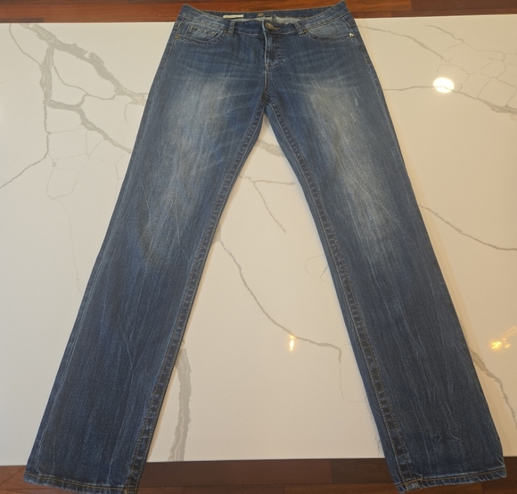 Kut From The Kloth Stevie Straight Leg Jeans Medium Distressed Wash Blue Size 8 - Picture 1 of 11